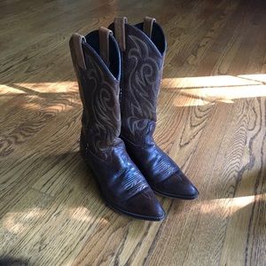 Brown leather code west cowboy boots